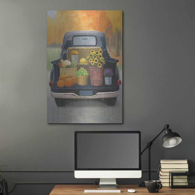 «August Bounty 3 Truck Navy» par James Wiens, August Grove®, art mural en métal, H 36 po x l 24 po
