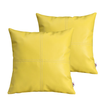 Faux Leather Black Throw Pillow Covers 18X18 Inch Set Of 2