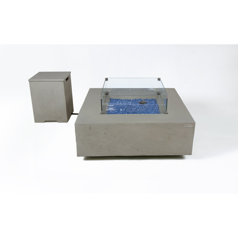 Roraima/Capertree/Uluru 40" Outdoor Sandstone Fire Pit 60,000 BTU - Includes Fire Glass, Lid & PVC Cover, Space Gray