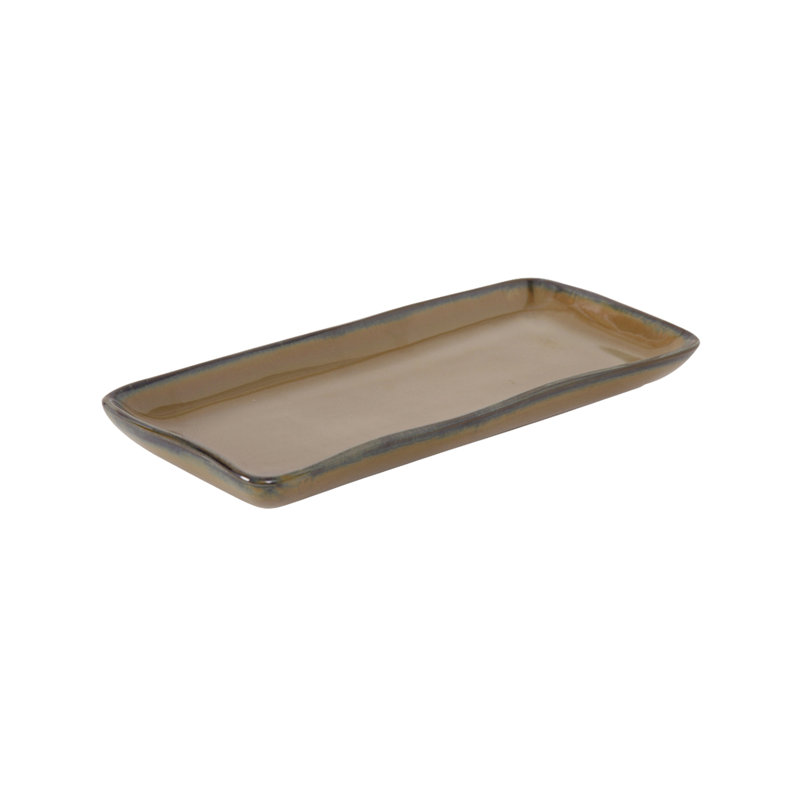 Tuxton Artisan Ceramic Tray, 1.25" H x 13.75" W x 5" D, Olive Green