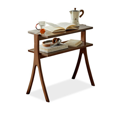 Nut-brown Solid Wood Rectangular Console Table