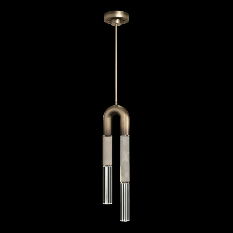 Luminaire suspendu rond 7 po Antonia, Ombre bronze / nickel / fumée