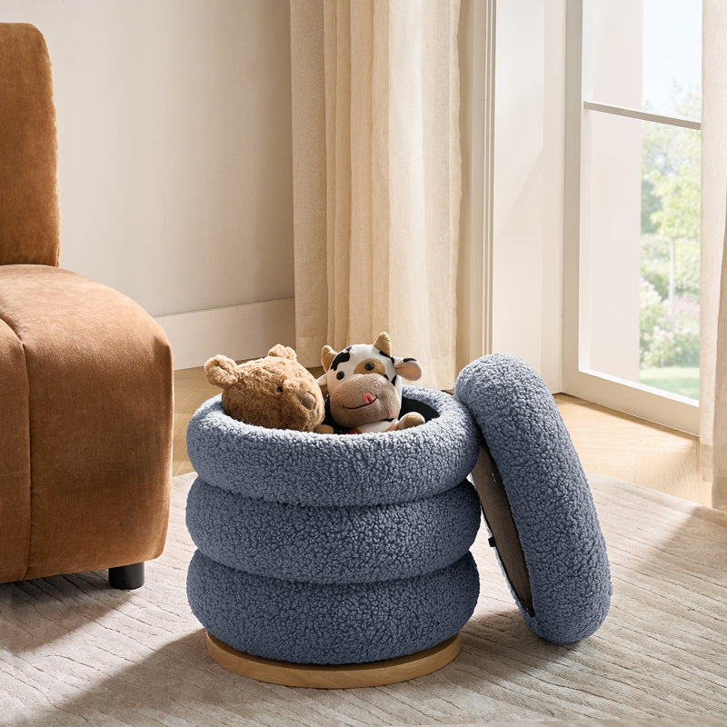 Repose-pieds rond pivotant avec rangement 360 ° Rosa, Bleu