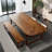 Brown Solid Wood Rectangular Dining Table-115692538