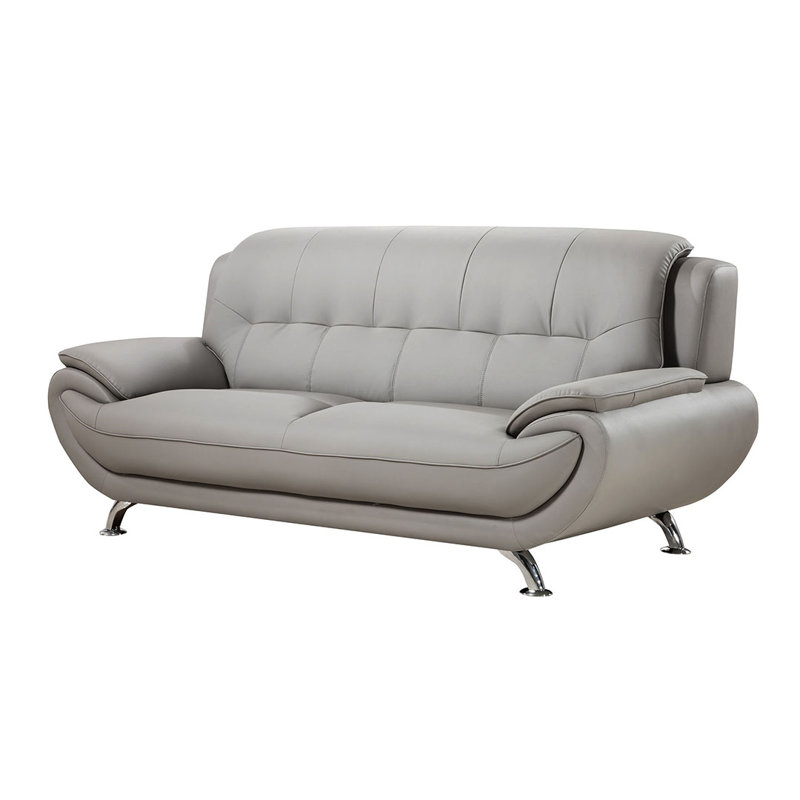 Sonnie 82'' Faux Leather Sofa, Gray Faux Leather