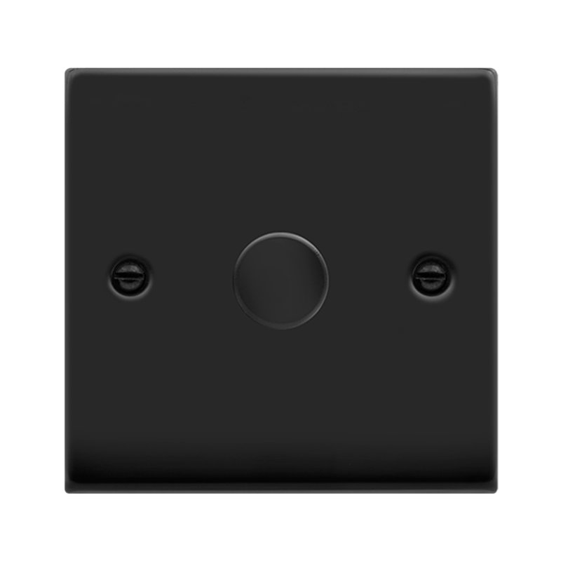 Matt Black 1 Gang 2 Way LED 100W Trailing Edge Dimmer Light Switch