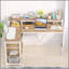 Bureau de bureau en L de 55 pouces avec rehausse de moniteur, tiroirs et tablettes de rangement pour petits espaces, table d'écriture Farmhouse