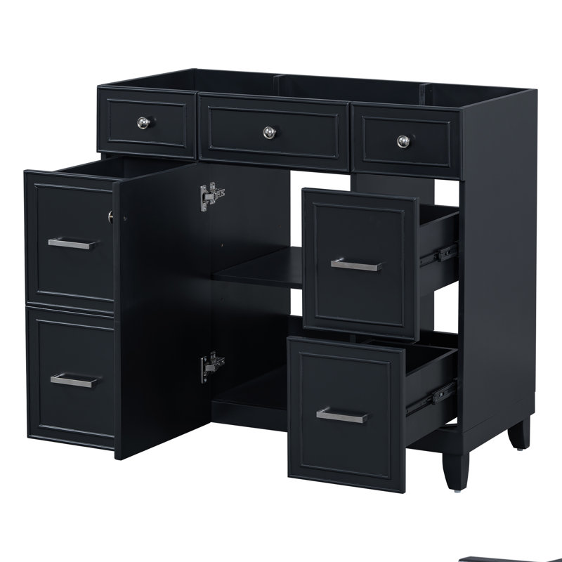 Base de meuble-lavabo simple 35,4 po seulement, Noir