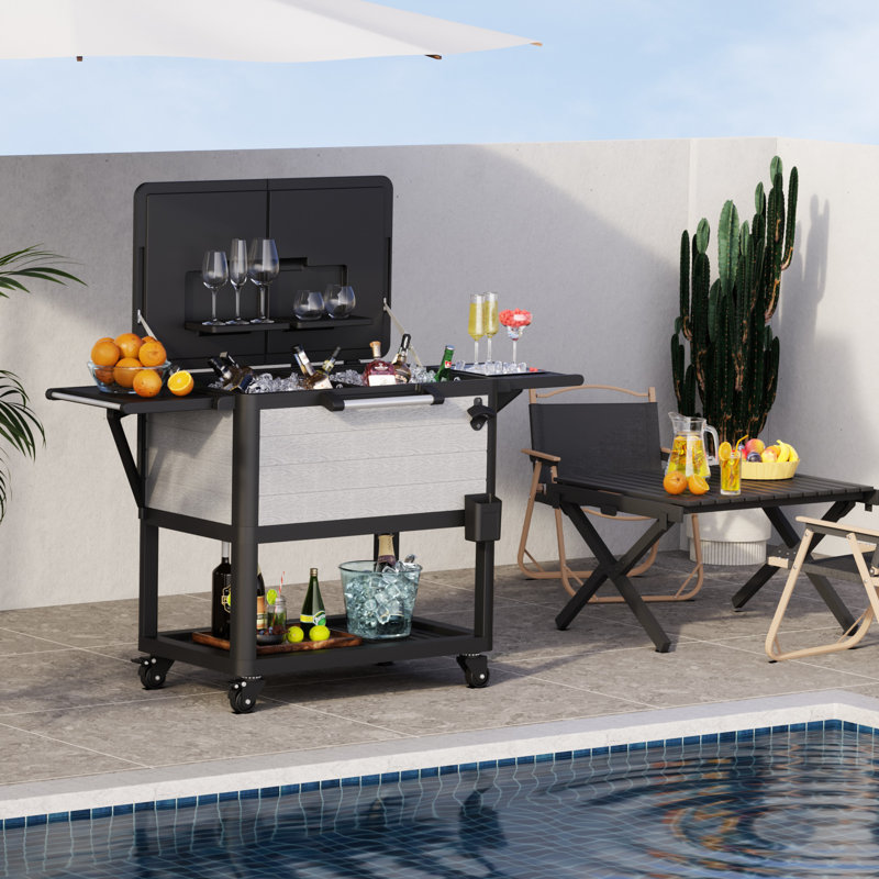 Glacière pour terrasse de 104 gallons, Noir / brun
