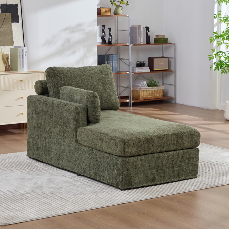Canapé-lit modulaire en chenille de 31,9 po de largeur avec oreiller gauche, Vert