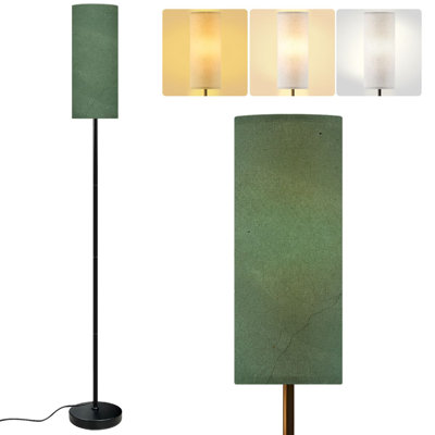  68.5" Standing Floor Lamp Green Dimmable Metal Pole Lamp with Linen Lampshade LED Bulb Included