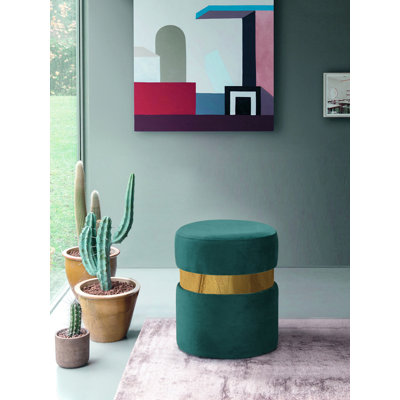 Hailey 14.5" Wide Velvet Round Cocktail Ottoman