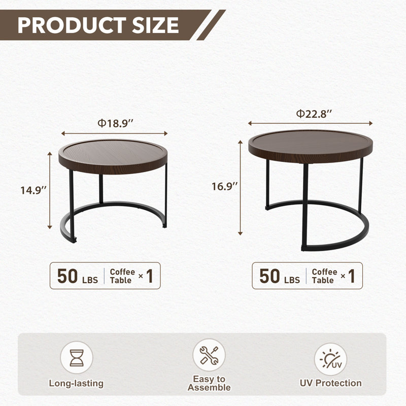 Ensemble de 2 tables basses gigognes en bois