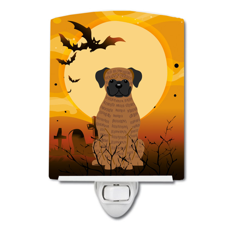 Éclairage de nuit en céramique halloween basset hound, Boxer bringé