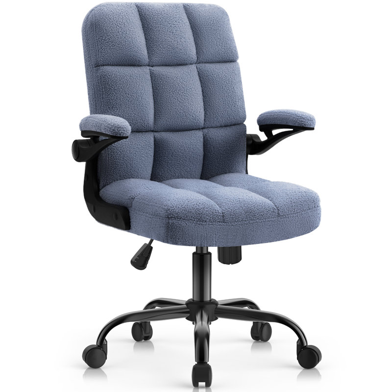 Ergonomic Executive Chair, Navy, Black, Teddy Fleece