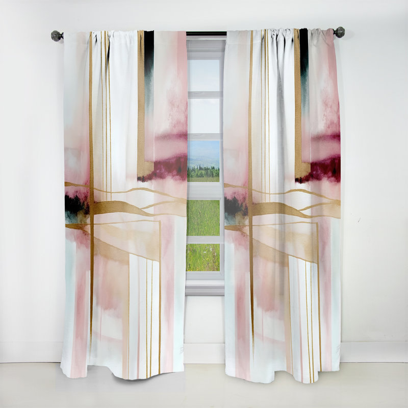 Bawnard - Géode abstraite rose et rouge II - Rideau moderne - Velours obscurcissant - 1 panneau, L 52 po x L 120 po