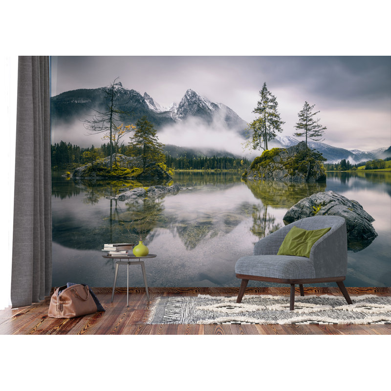 Panneau mural 4 panneaux L 9 pi x l 142 po Cathlyn Mountain Lake