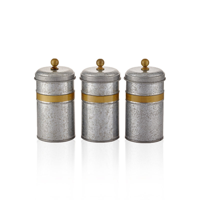 Metal Jar - Set of 3, 22cm H x 11cm W x 11cm D