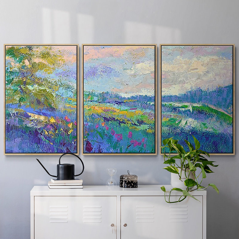 On a Happy Day, reproduction sur toile 3 pièces, H 36 po x l 75 po x P 2 po, Naturel