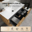 Meuble-lavabo mural moderne avec lavabo en céramique, finition MDF chêne doré