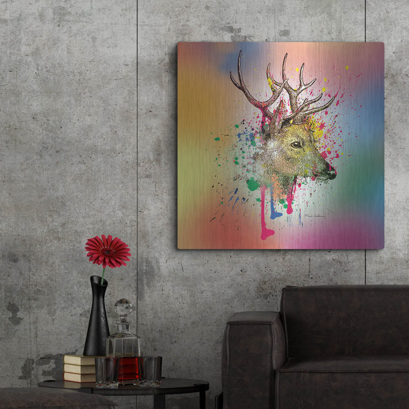 "Deer 6" par Mark Ashkenazi sur métal, H 36 po x l 36 po