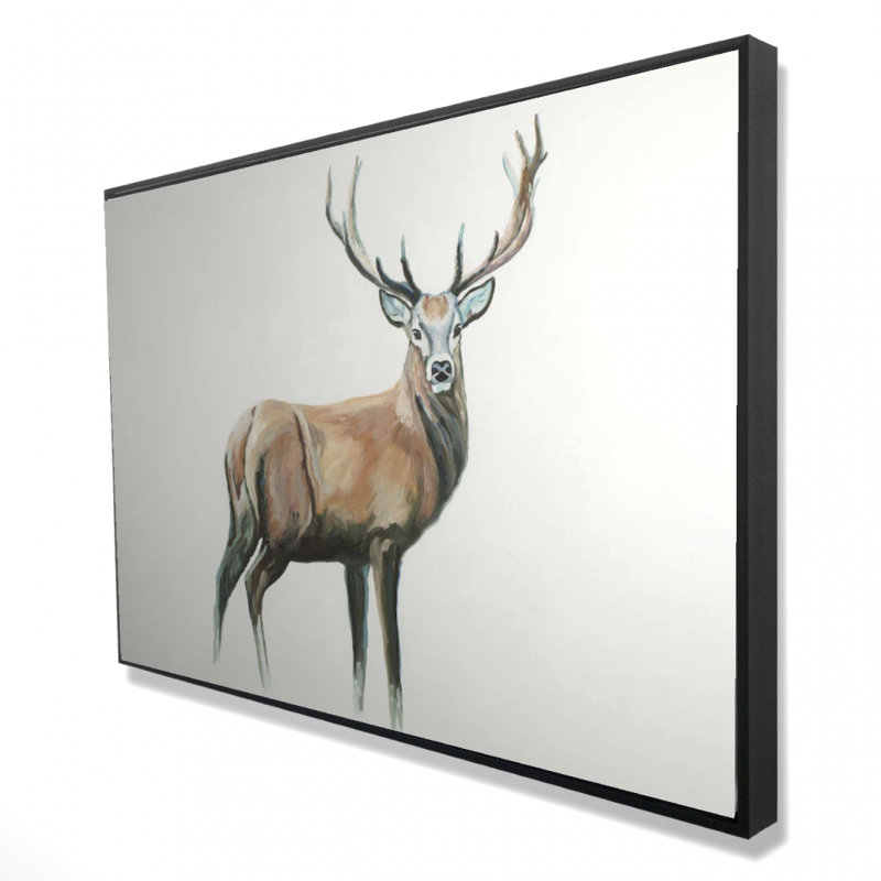 Reproduction de cerf sur toile, H 24 po x l 36 po, Toile encadrée noire