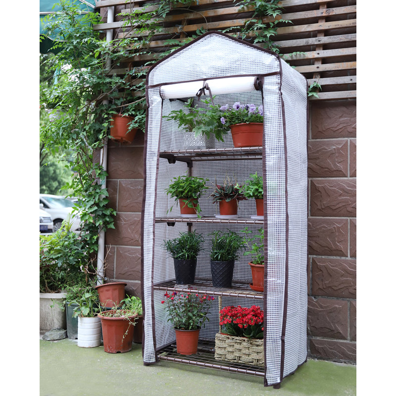 2.3 Ft W x 1.6 Ft D Greenhouse, White/Brown