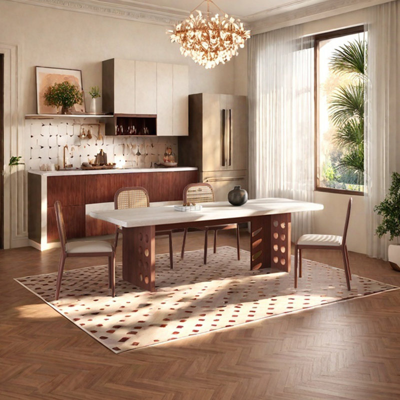 Ensemble de table de salle à manger en pierre frittée, H 29,53 po x L 70,87 po x l 31,5 po
