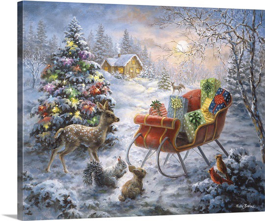 « Tis the Night Before Xmas », reproduction d'art sur toile tendue, H 16 po x l 20 po x P 1,25 po