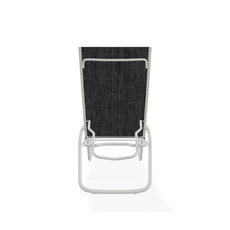 Outdoor Rust-Resistant Metal Chaise Lounge, Textured Snow, Augustine Shadow