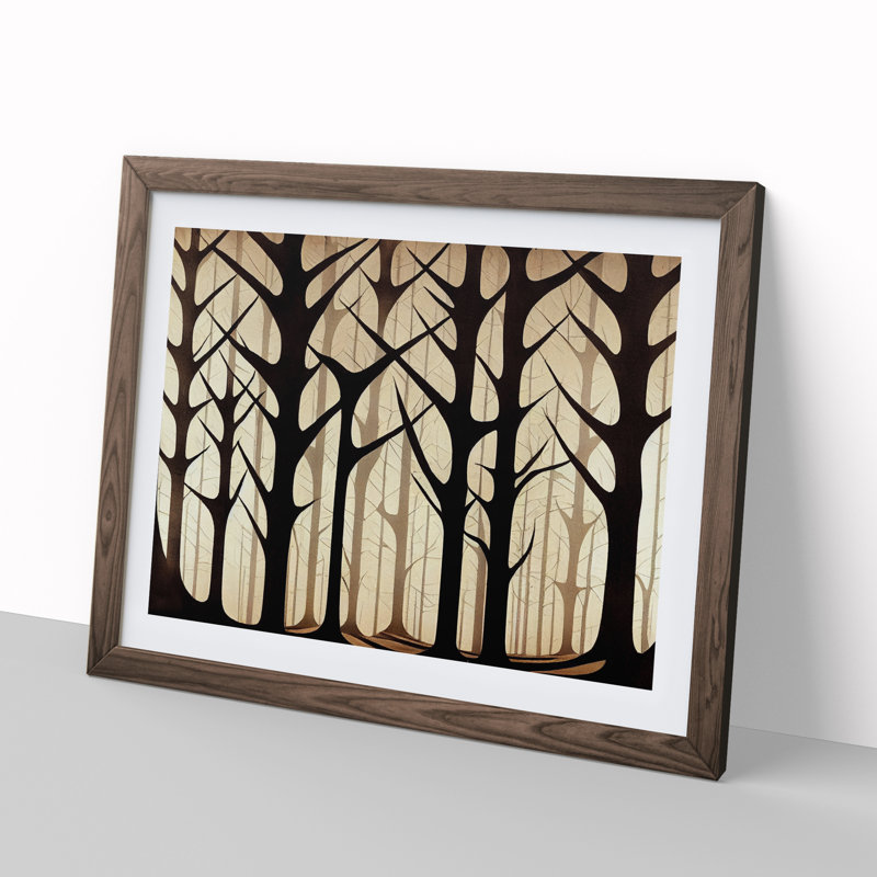 Magnificent Forest Abstract - Single Picture Frame Print, 46cm H x 64cm W x 2cm D, Walnut