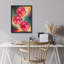 Abstract Dice Framed Wall Art Prints - Red dice with vibrant background, for game room-125212183-125212187