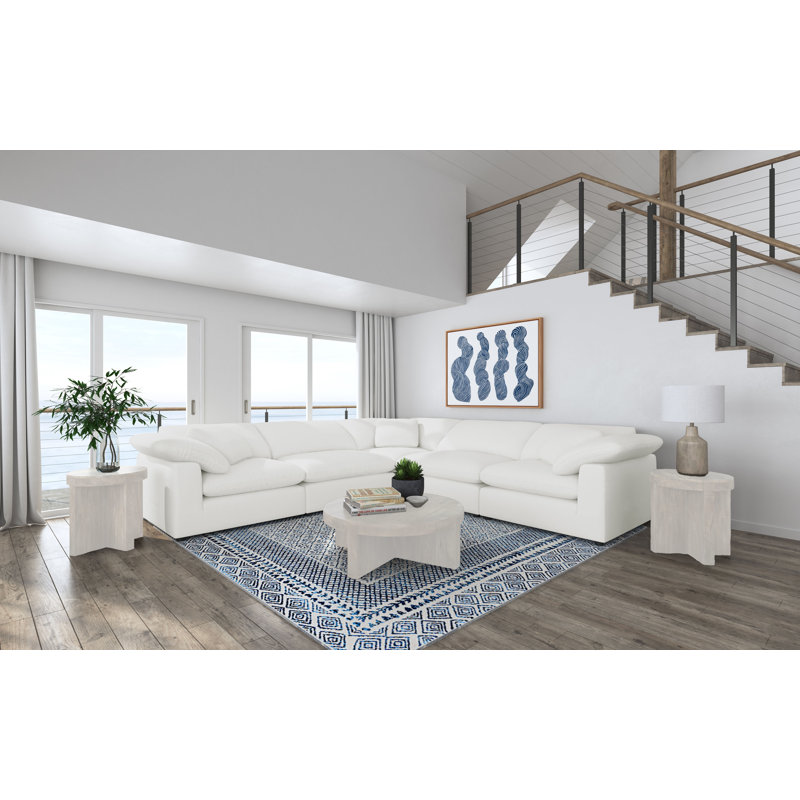 Canapé modulaire 5 pièces Bukovsko, Bouclé ivoire