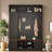 3-in-1 Hall Tree With 6 Hooks, Bench, Left Cabinet With Adjustable Shelves And Open Compartments-1104307867