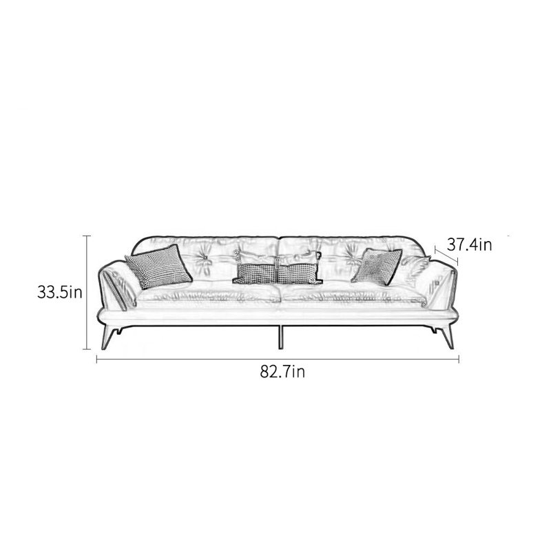 Canapé de bureau décontracté rétro, 3, H 33,5 po x l 82,7 po x P 37,4 po