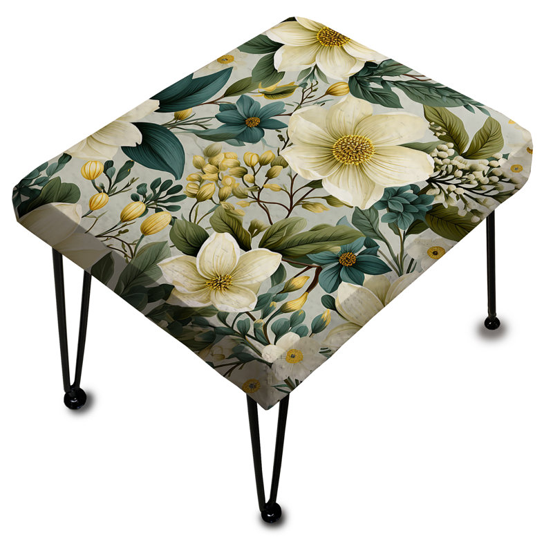 Botanical Bliss Boho Peonies Pattern I - Floral Rectangle Ottoman