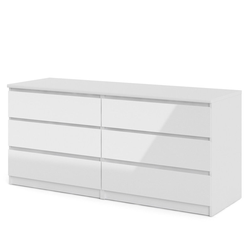 Commode double 6 tiroirs l 55,19 po, Blanc