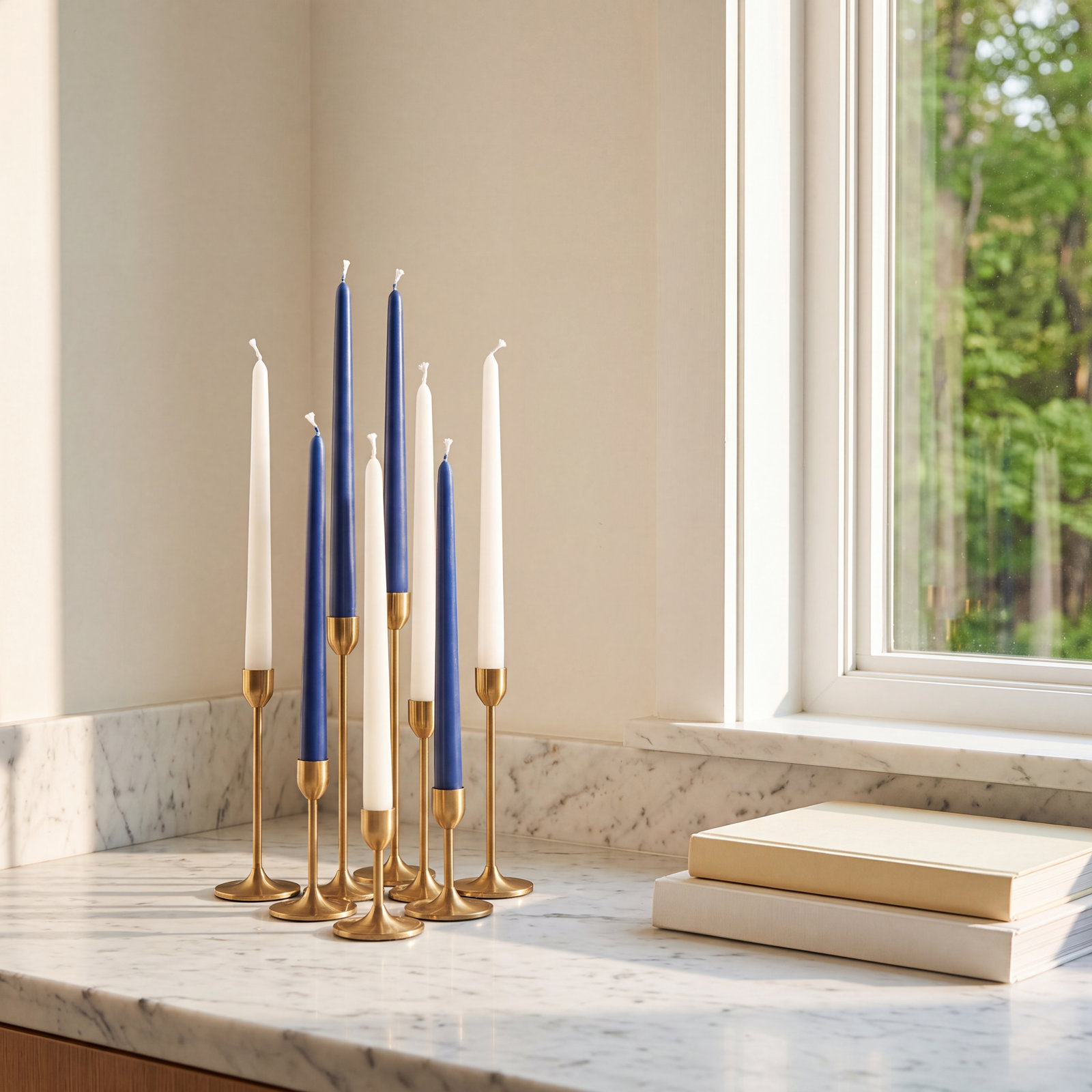 6" Safed Hanukkah Candle, 6" H x 4" W x 3" D