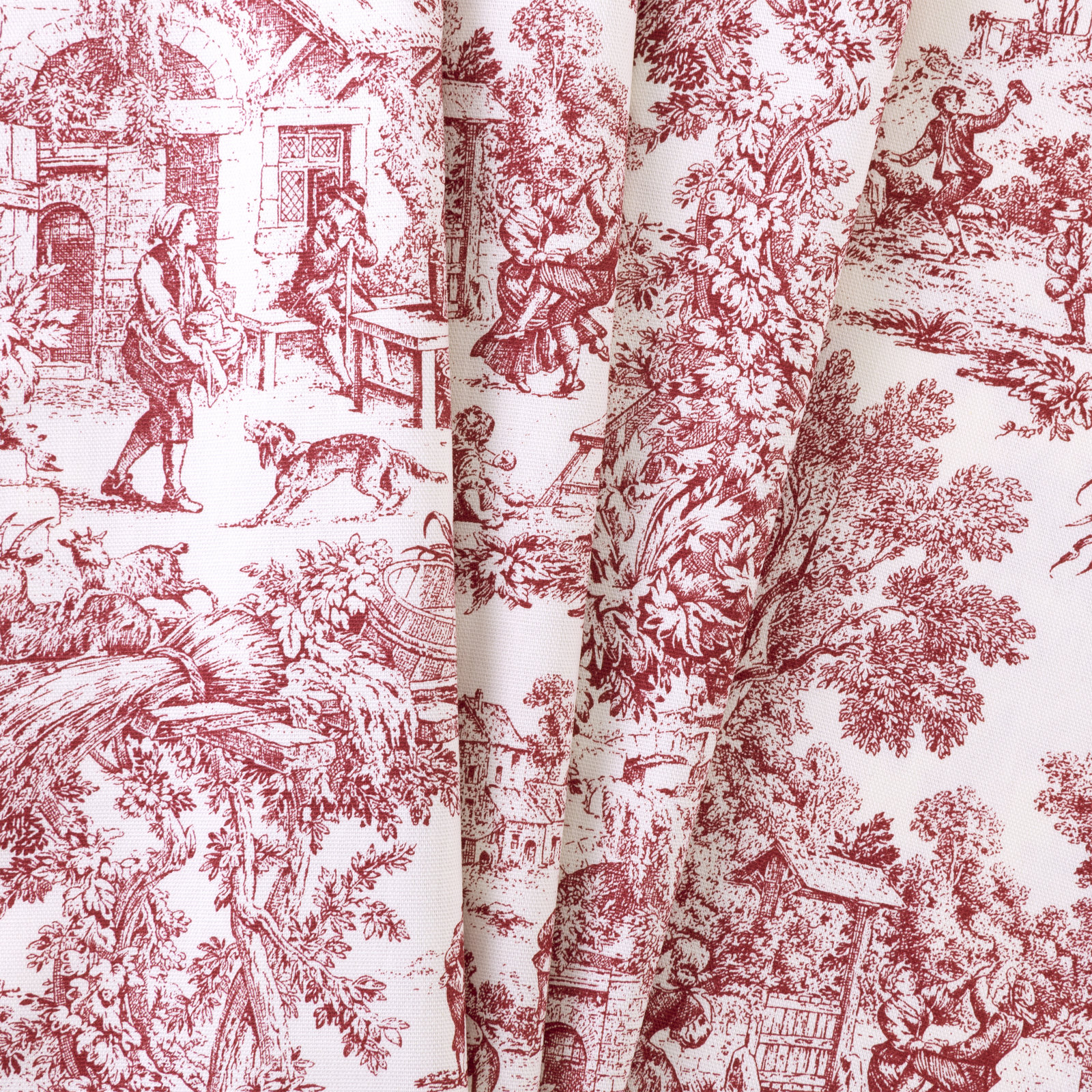 Amelie Cotton Shower Curtain, Red