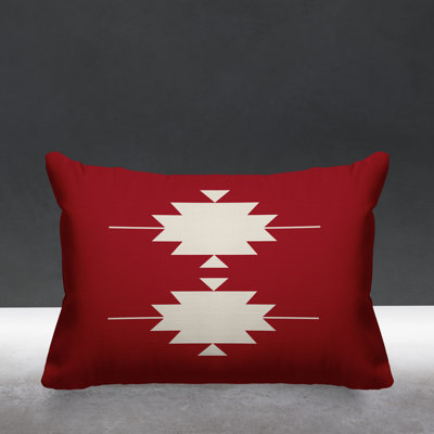 Sike Geometric and Ikat Outdoor Reversible Throw Pillow