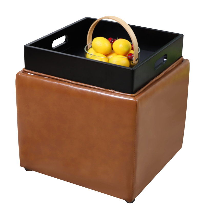 Repose-pieds en cuir Vegan, Orange