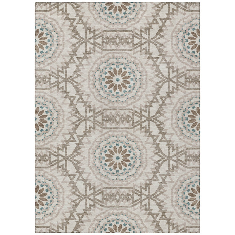 Kawon Geometric Indoor / Outdoor Rug, Rectangle 8' x 10'