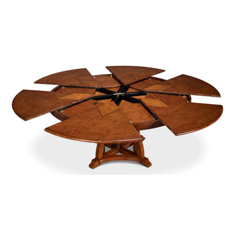 Austin Extendable Round Solid Wood Dining Table, 30"H x 55"L x 55"W
