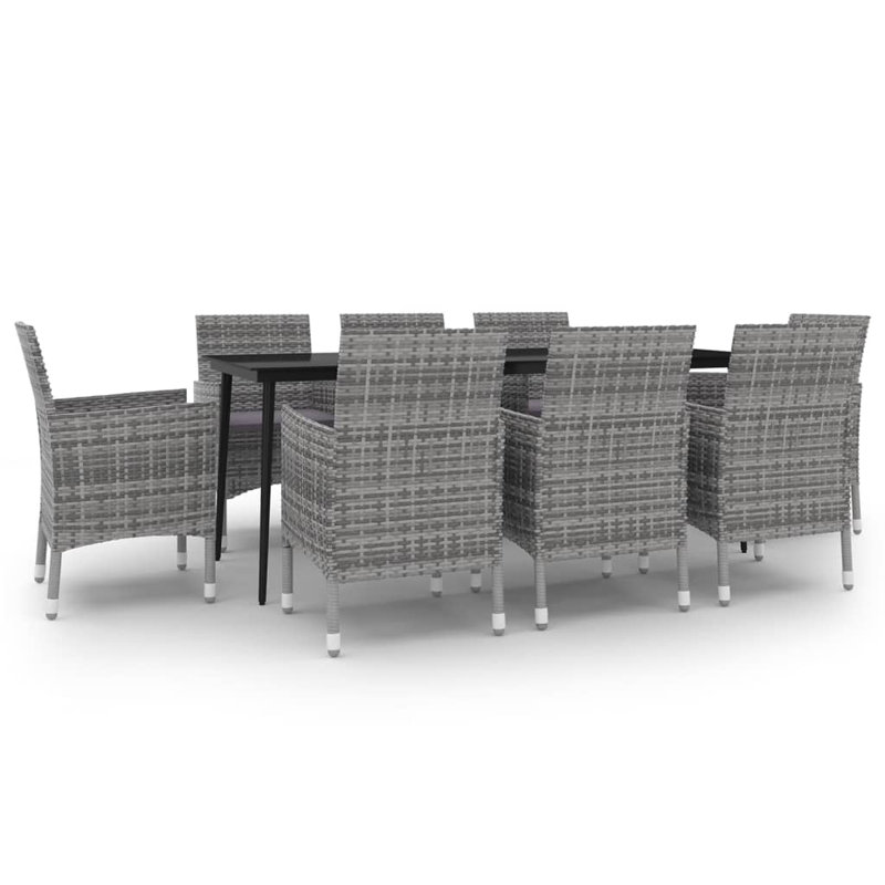 Rectangular 8 - Person Lounge Dining with Cushions, Gray, Gray