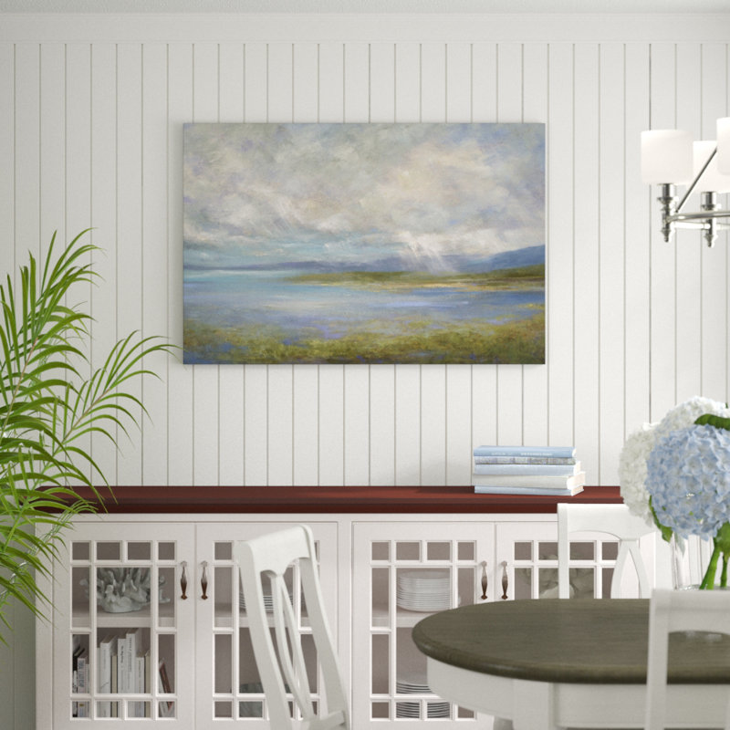 South Bay Lights by Sheila Finch - Painting Print, 81cm H x 122cm W, Black Floater Framed