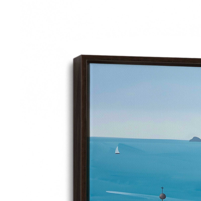 Amalfi Blue Horiz, H 25 po x l 36 po, Cadre flottant, Espresso