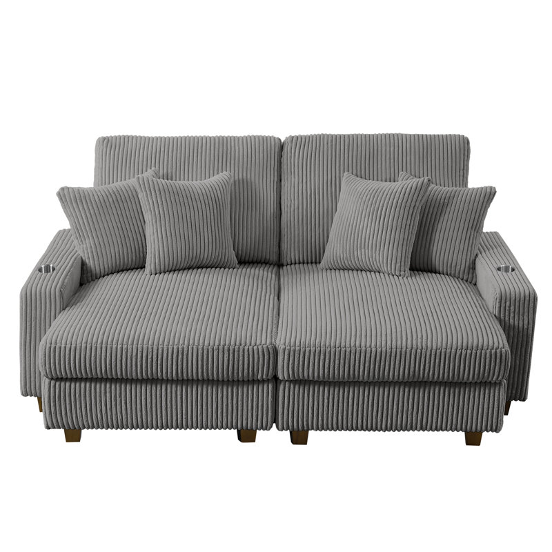 Graicyn Velvet Chaise Lounge, Gray