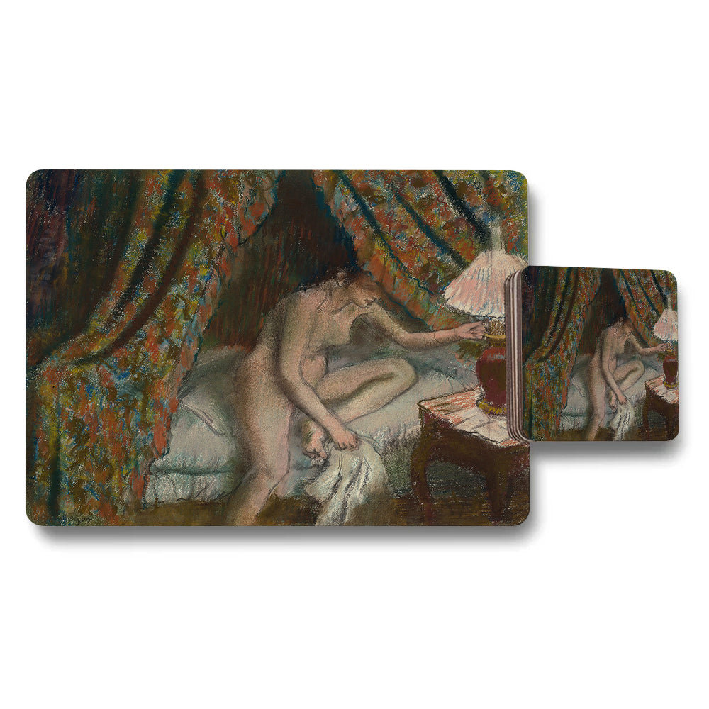 Impressionist Nude Woman In Colorful Canopy Placemat And Coaster Set