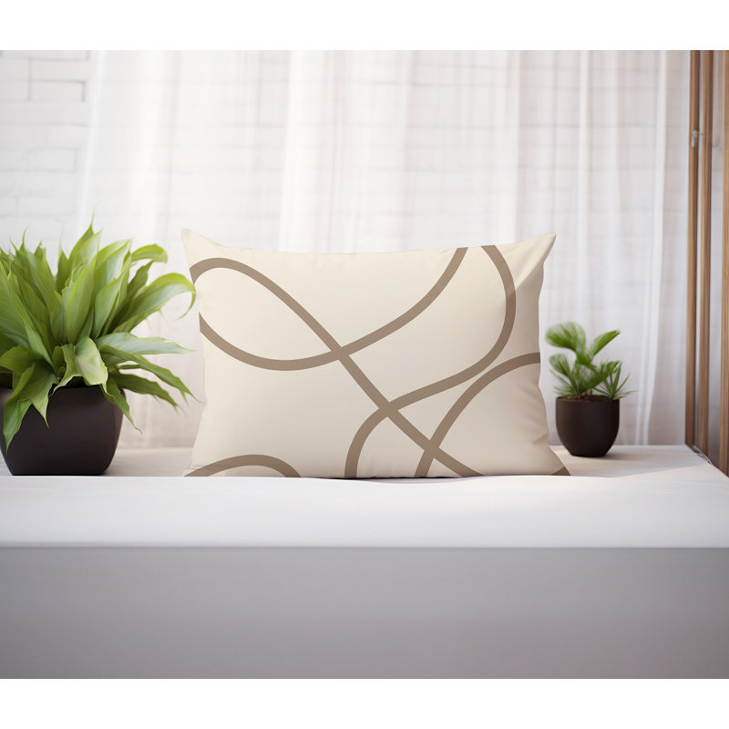 Coussin lombaire réversible intérieur / extérieur Jai Abstract, H 14 po x l 20 po, Beige