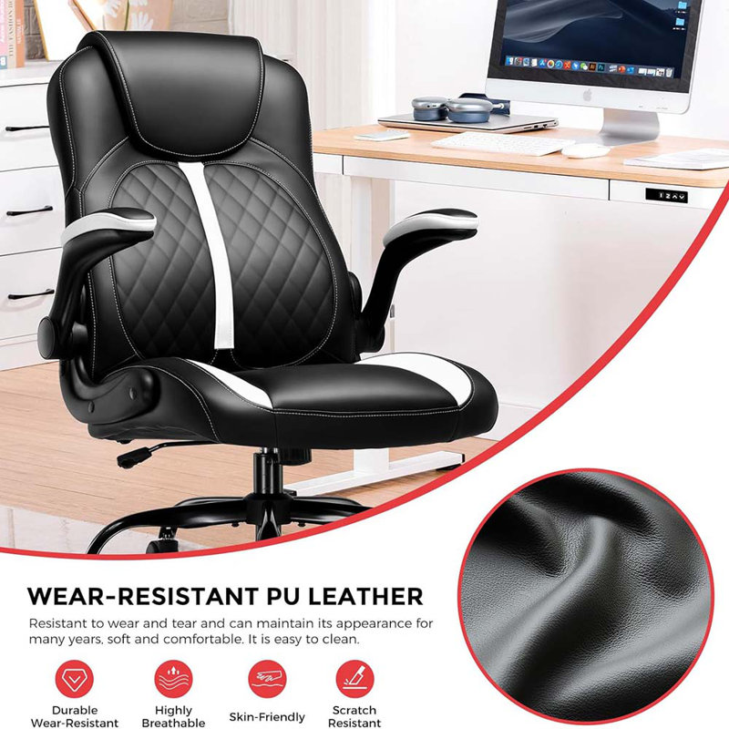 Gaming Chair With Flip-Up Armrest, Video Gaming Chair With Rocking Function, Ergonomic Computer Gaming Chair With High-Density Sponge And Adjustable Height